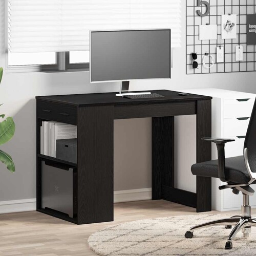 Radni stol s ladicom i policom crni hrast 102x62x77,5 cm - NOVO
