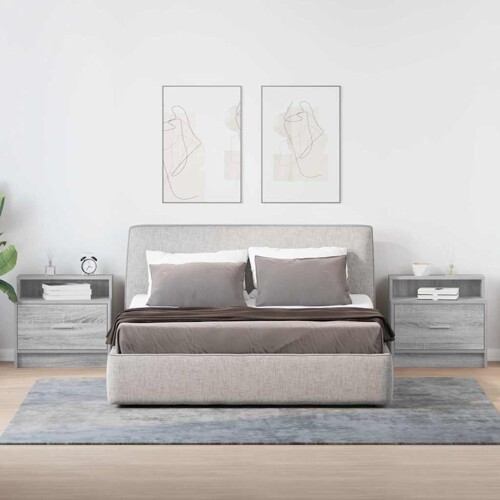 Noćni ormarići s ladicom 2 kom siva sonoma 51x31x47 cm - NOVO