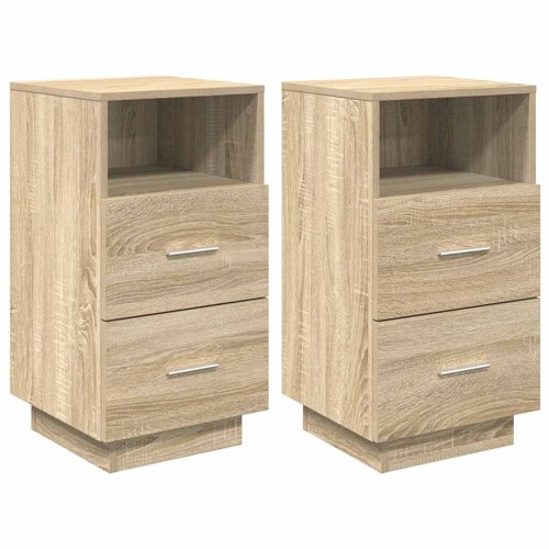 Noćni ormarići 2 kom s 2 ladice sonoma hrast 36x36x68 cm - NOVO
