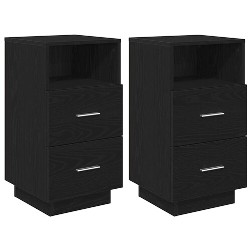 Noćni ormarići 2 kom s 2 ladice crni 36x36x68 cm - NOVO