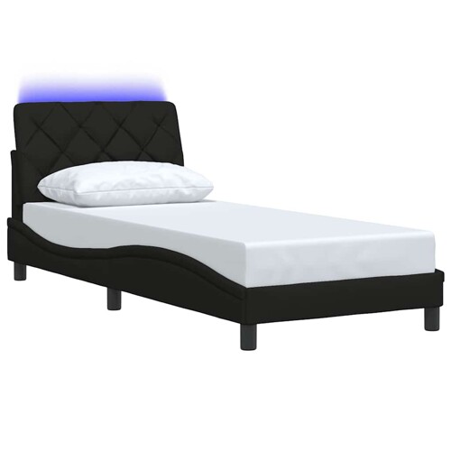 Okvir kreveta s LED-om bez madraca crni 90x190cm od tkanine - NOVO