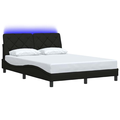 Okvir kreveta s LED-om bez madraca crni 120 x 200 cm od tkanine - NOVO
