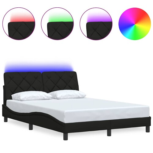Okvir kreveta s LED-om bez madraca crni 120 x 200 cm od tkanine - NOVO