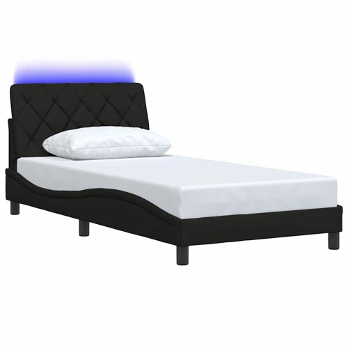 Okvir kreveta s LED-om bez madraca crni 100x200 cm od tkanine - NOVO