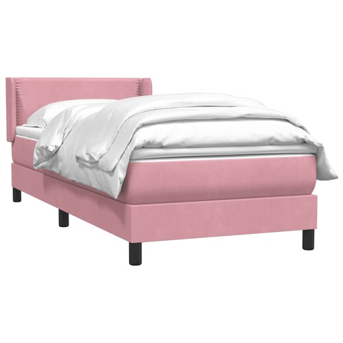 Box Spring krevet s madracem ružičasti 100x220 cm baršun - NOVO