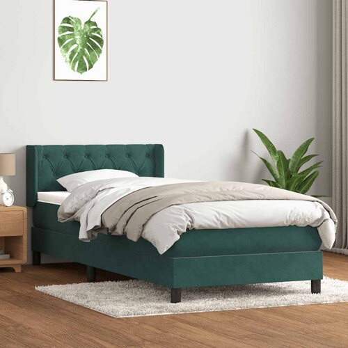 Box Spring krevet s madracem tamnozeleni 80x220 cm baršun - NOVO