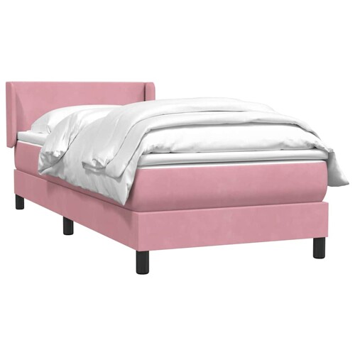 Box Spring krevet s madracem ružičasti 100x220 cm baršun - NOVO