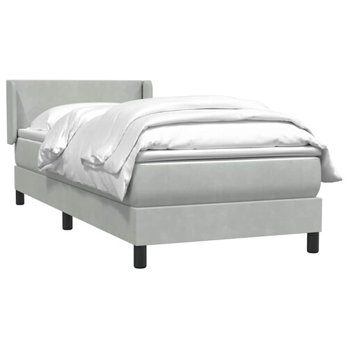 Box Spring krevet s madracem svijetlo sivi 80x220 cm samt - NOVO