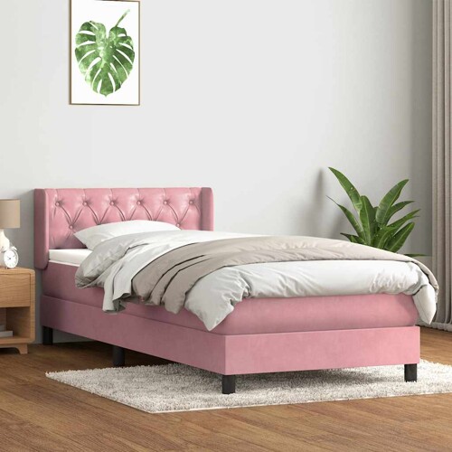 Box spring krevet s madracem ružičasti 80 x 220 cm baršunasti - NOVO