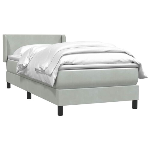 Box Spring krevet s madracem svijetlo sivi 80x210 cm baršun - NOVO