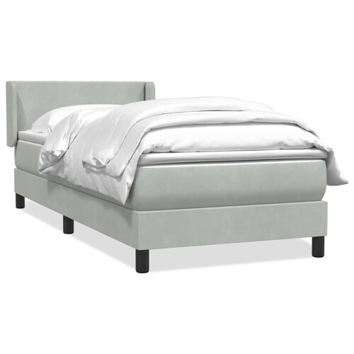 Box Spring krevet s madracem svijetlo sivi 80x210 cm baršun - NOVO