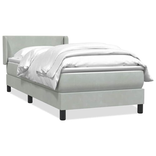 Box Spring krevet s madracem svijetlo sivi 90x210 cm baršun - NOVO
