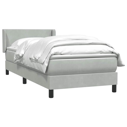 Box Spring krevet s madracem svijetlo sivi 90x210 cm baršun - NOVO