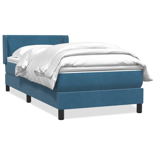 Box spring krevet s madracem tamnoplavi 90x220 cm baršunasti - NOVO