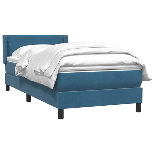 Box spring krevet s madracem tamnoplavi 90x220 cm baršunasti - NOVO