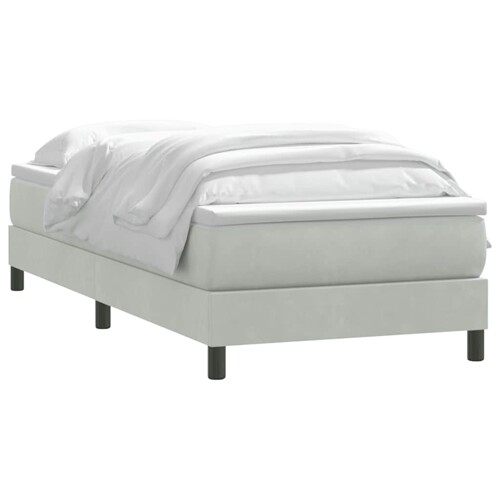 Box Spring krevet s madracem svijetlo sivi 90x210 cm baršun - NOVO