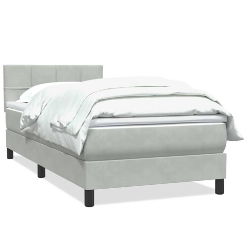Box Spring krevet s madracem svijetlo sivi 80x220 cm samt - NOVO
