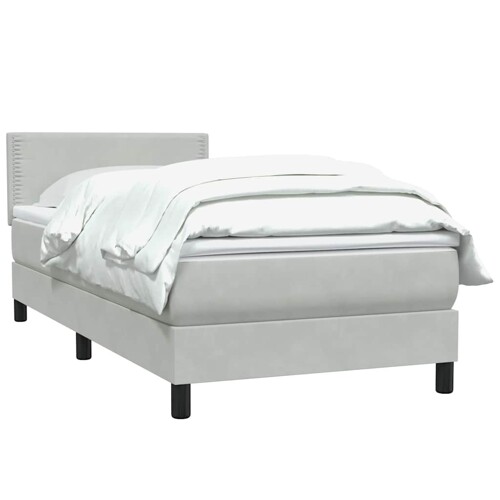 Box Spring krevet s madracem svijetlo sivi 80x220 cm samt - NOVO