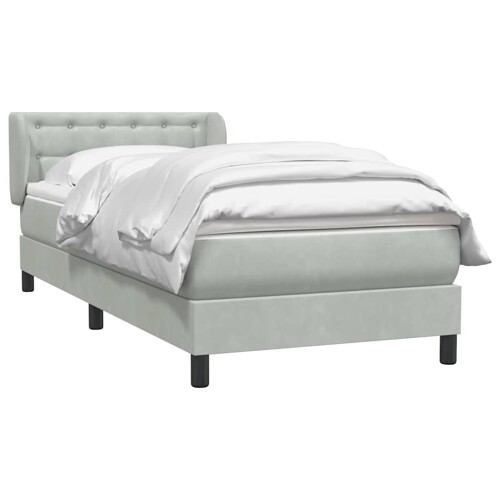Box Spring krevet s madracem svijetlo sivi 80x210 cm baršun - NOVO