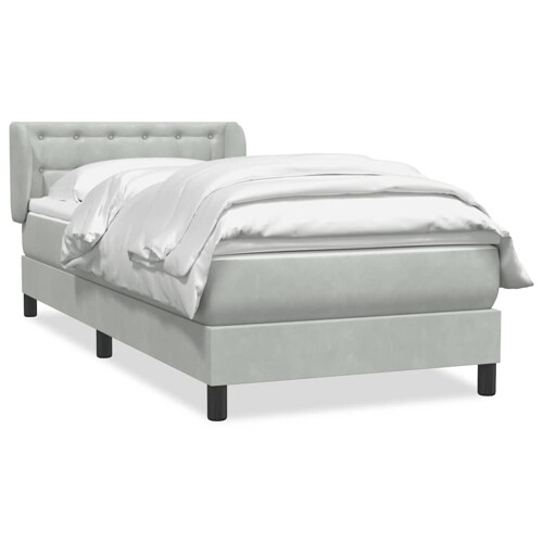 Box Spring krevet s madracem svijetlo sivi 80x210 cm baršun - NOVO