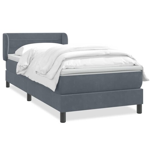 Box Spring krevet s madracem tamno sivi 80x210 cm baršun - NOVO