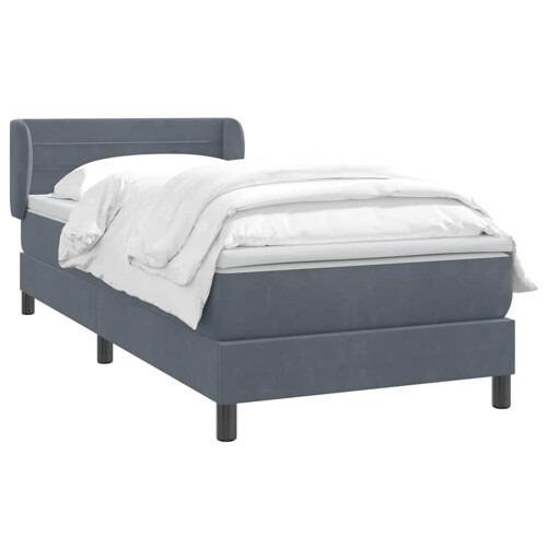 Box Spring krevet s madracem tamno sivi 80x210 cm baršun - NOVO