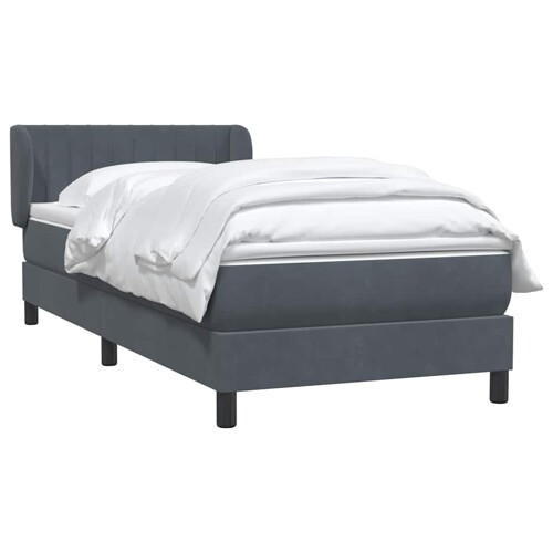 Box spring krevet s madracem tamnosivi 90x210 cm baršunasti - NOVO