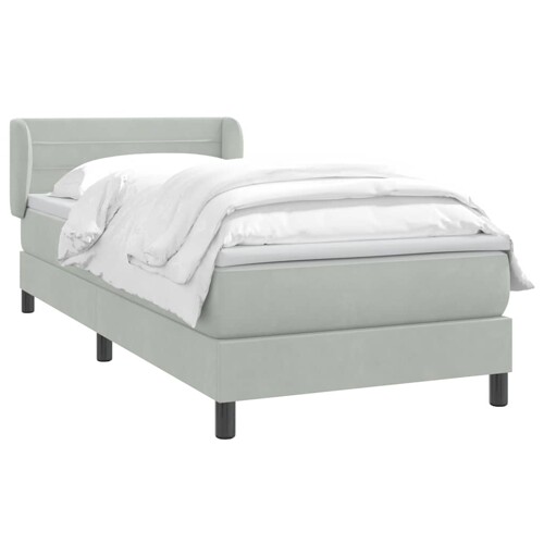Box Spring krevet s madracem svijetlo sivi 90x220 cm baršun - NOVO