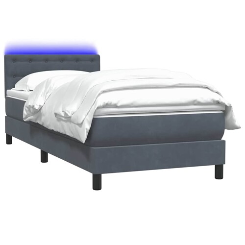 Box Spring krevet s madracem tamno sivi 80x210 cm baršun - NOVO