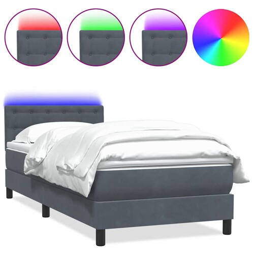 Box spring krevet s madracem tamnosivi 90x220 cm baršunasti - NOVO