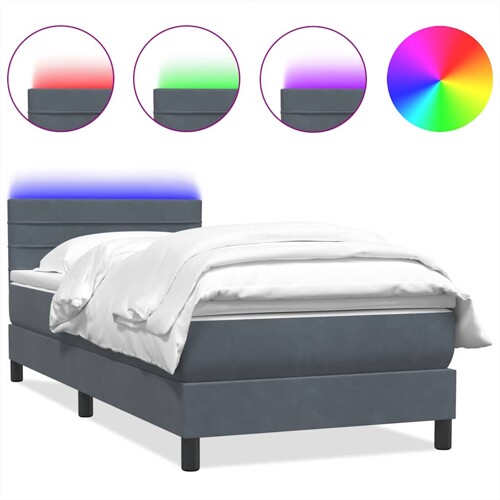 Box spring krevet s madracem tamnosivi 90x220 cm baršunasti - NOVO