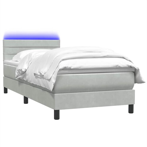 Box Spring krevet s madracem svijetlo sivi 80x220 cm samt - NOVO