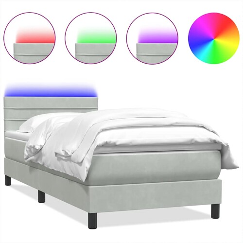Box Spring krevet s madracem svijetlo sivi 80x220 cm samt - NOVO