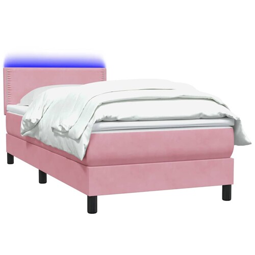 Box Spring krevet s madracem ružičasti 100x220 cm baršun - NOVO