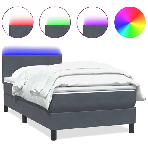 Box Spring krevet s madracem tamno sivi 80x210 cm baršun - NOVO