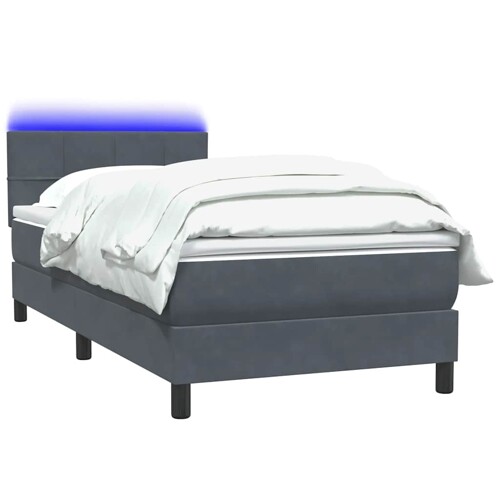 Box Spring krevet s madracem tamno sivi 80x210 cm baršun - NOVO