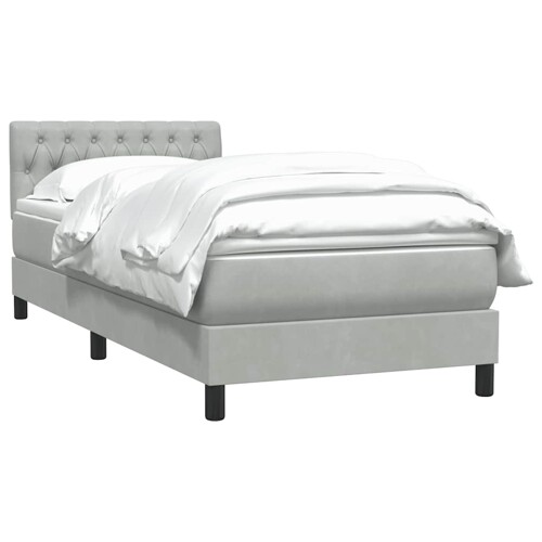 Box Spring krevet s madracem svijetlo sivi 80x220 cm samt - NOVO
