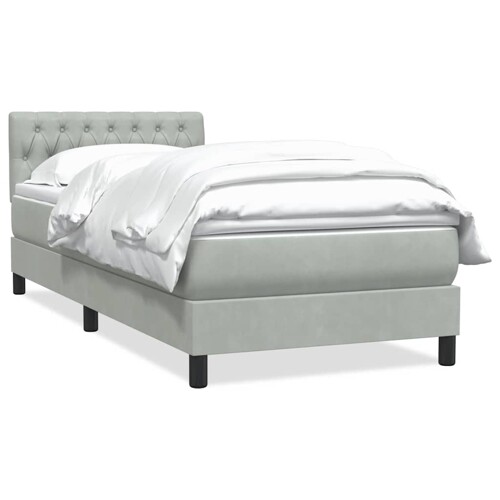 Box Spring krevet s madracem svijetlo sivi 80x220 cm samt - NOVO