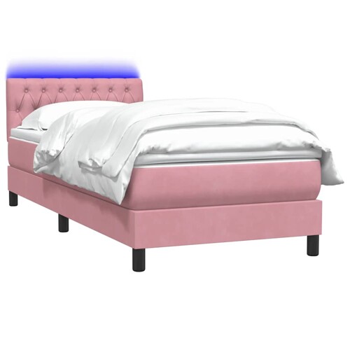 Box Spring krevet s madracem ružičasti 80x210 cm samt - NOVO