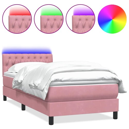 Box Spring krevet s madracem ružičasti 80x210 cm samt - NOVO
