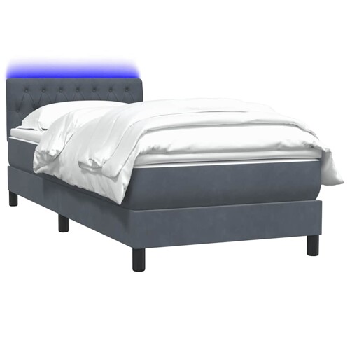 Box Spring krevet s madracem tamno sivi 80x210 cm baršun - NOVO