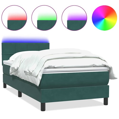 Box Spring krevet s madracem tamno zeleni 90x210 cm baršun - NOVO