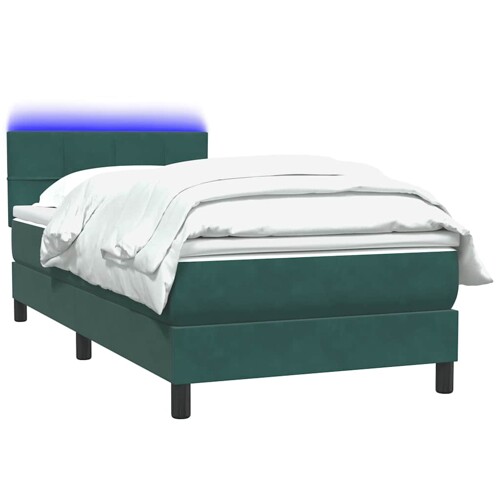 Box Spring krevet s madracem tamno zeleni 90x210 cm baršun - NOVO
