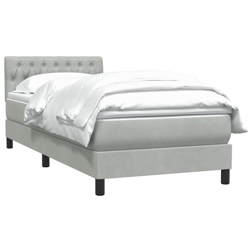 Box Spring krevet s madracem svijetlo sivi 90x210 cm baršun - NOVO