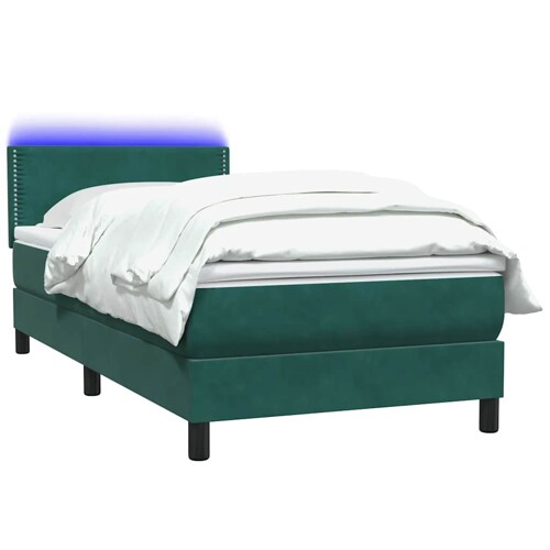 Box Spring krevet s madracem tamnozeleni 90x220 cm baršun - NOVO