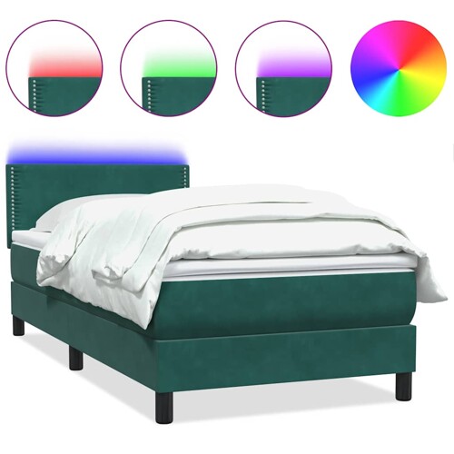 Box Spring krevet s madracem tamnozeleni 90x220 cm baršun - NOVO