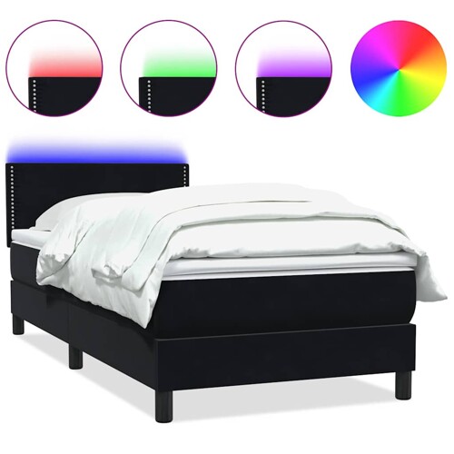 Box spring krevet s madracem crni 90x210 cm baršunasti - NOVO