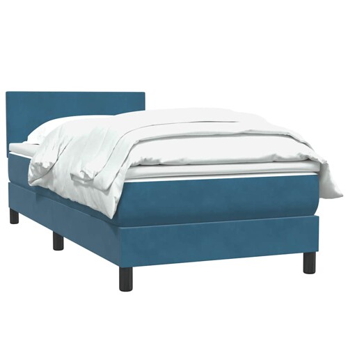 Box spring krevet s madracem tamnoplavi 80x220 cm baršunasti - NOVO