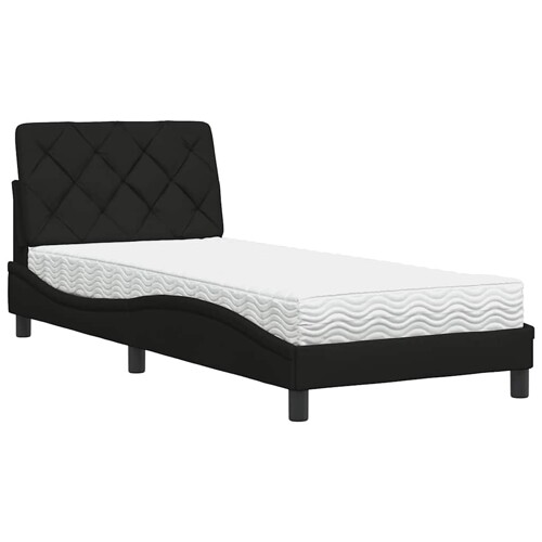 Krevet s madracem crni 80 x 200 cm od tkanine - NOVO