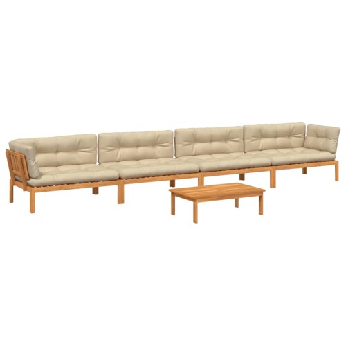 5-dijelna set vrtnih sofa od paleta s jastucima od drva bagrema - NOVO